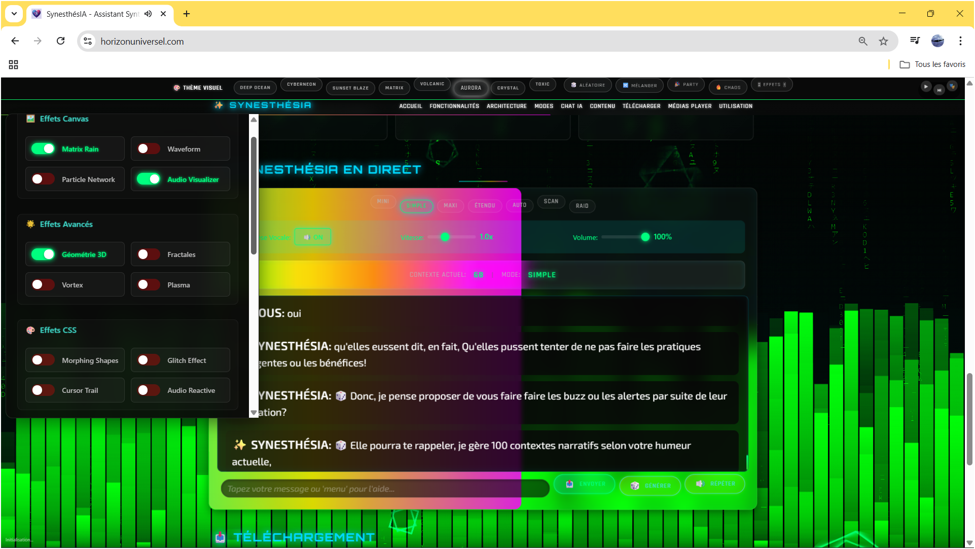 Effets Visuels Personnalisable